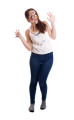 woman painted with many vivid colors. Stock photo